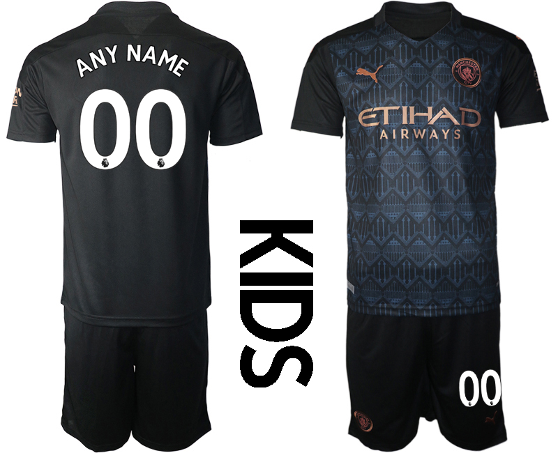 Youth 2020-2021 club Manchester City away customized black Soccer Jerseys->customized soccer jersey->Custom Jersey